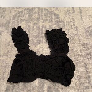 Free People Black Ruffled Crop Top